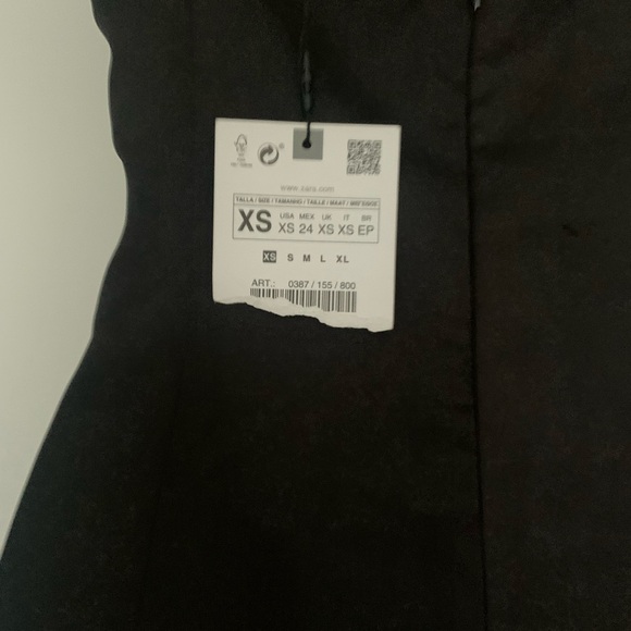 NEW! Zara satin black camisole dress side gathered asymetric - Picture 4 of 7